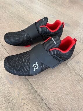 Peloton Altos Black Cycling Shoes with Red Accents